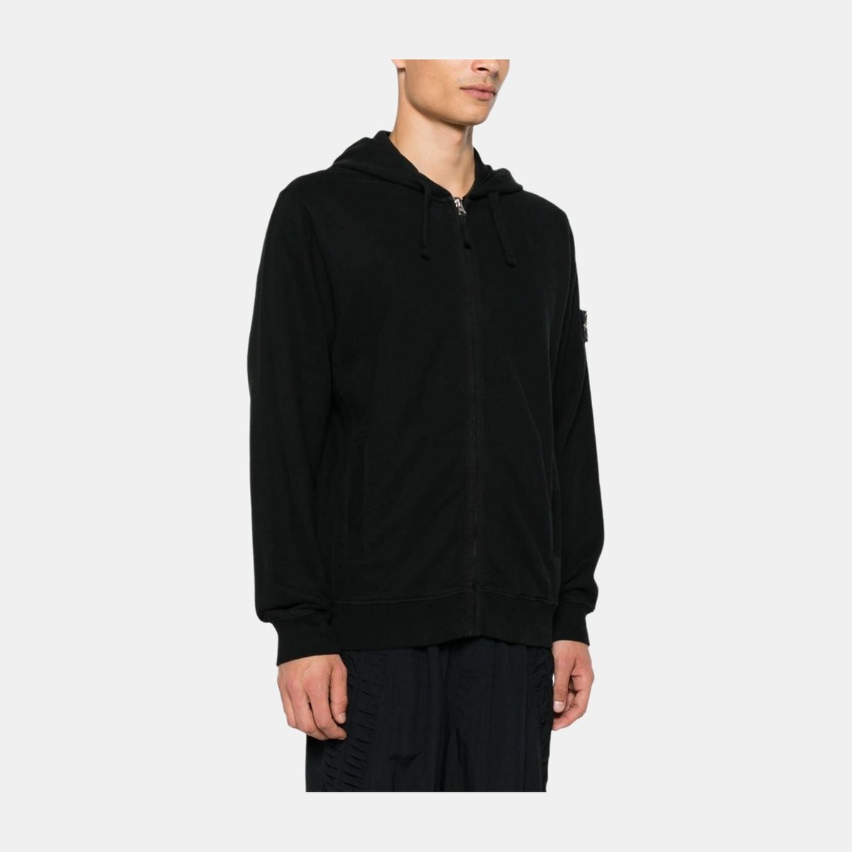 Stone Island Compass Patch Zip Hoodie Black