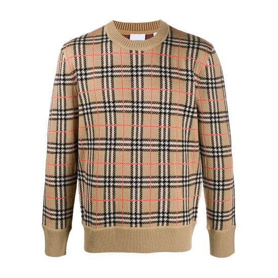 Burberry Classic Check Crewneck Sweater Beige