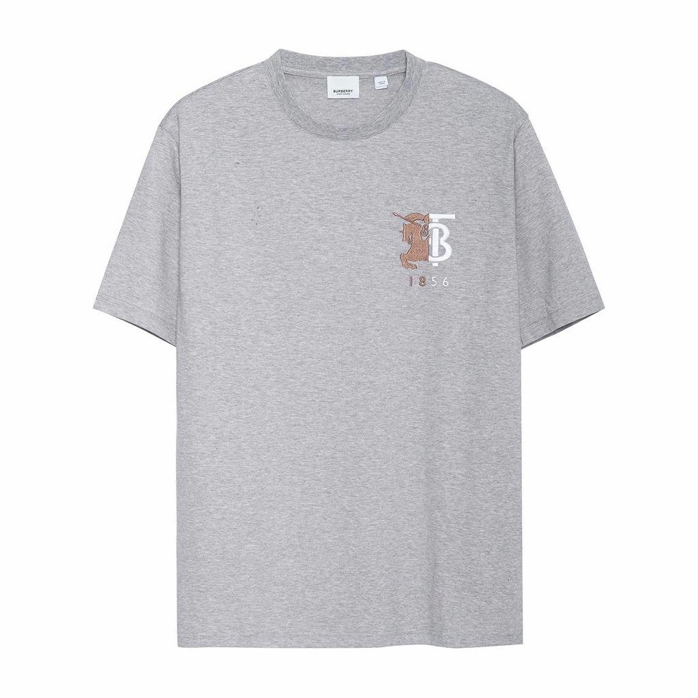Burberry Equestrian Knight Logo Cotton T-Shirt Grey