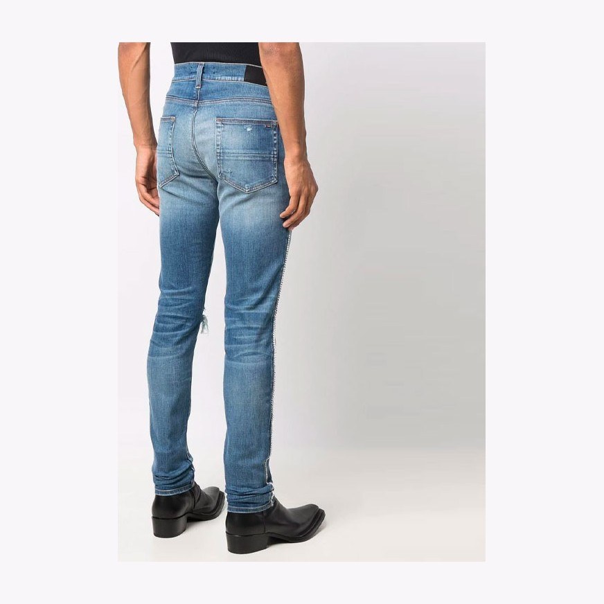 AMIRI FW21 Logo Rip Denim Pants Blue