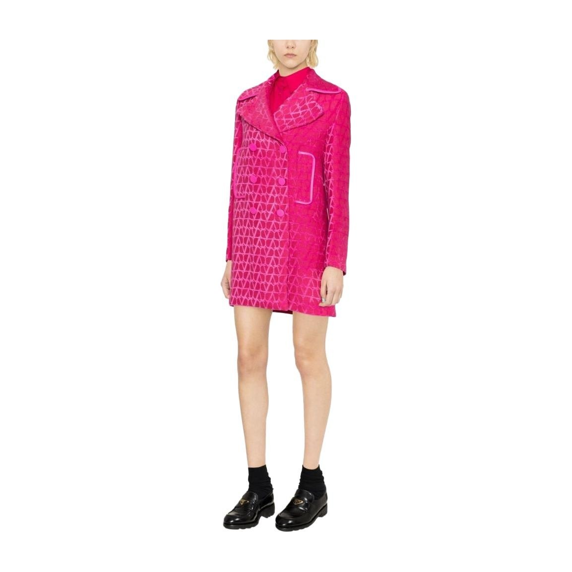 Valentino SS23 Logo Jacquard Double-Breasted Coat Pink