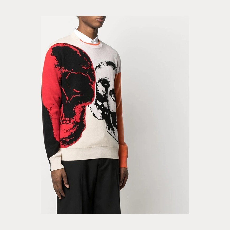 Alexander McQueen FW21 Skull Crewneck Sweater White