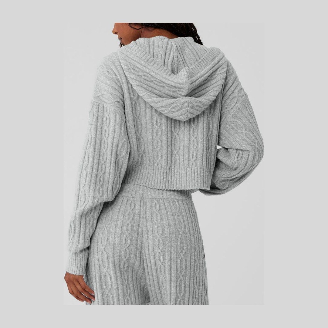 alo yoga Hoodie Knit Pullover Athletic Heather Grey