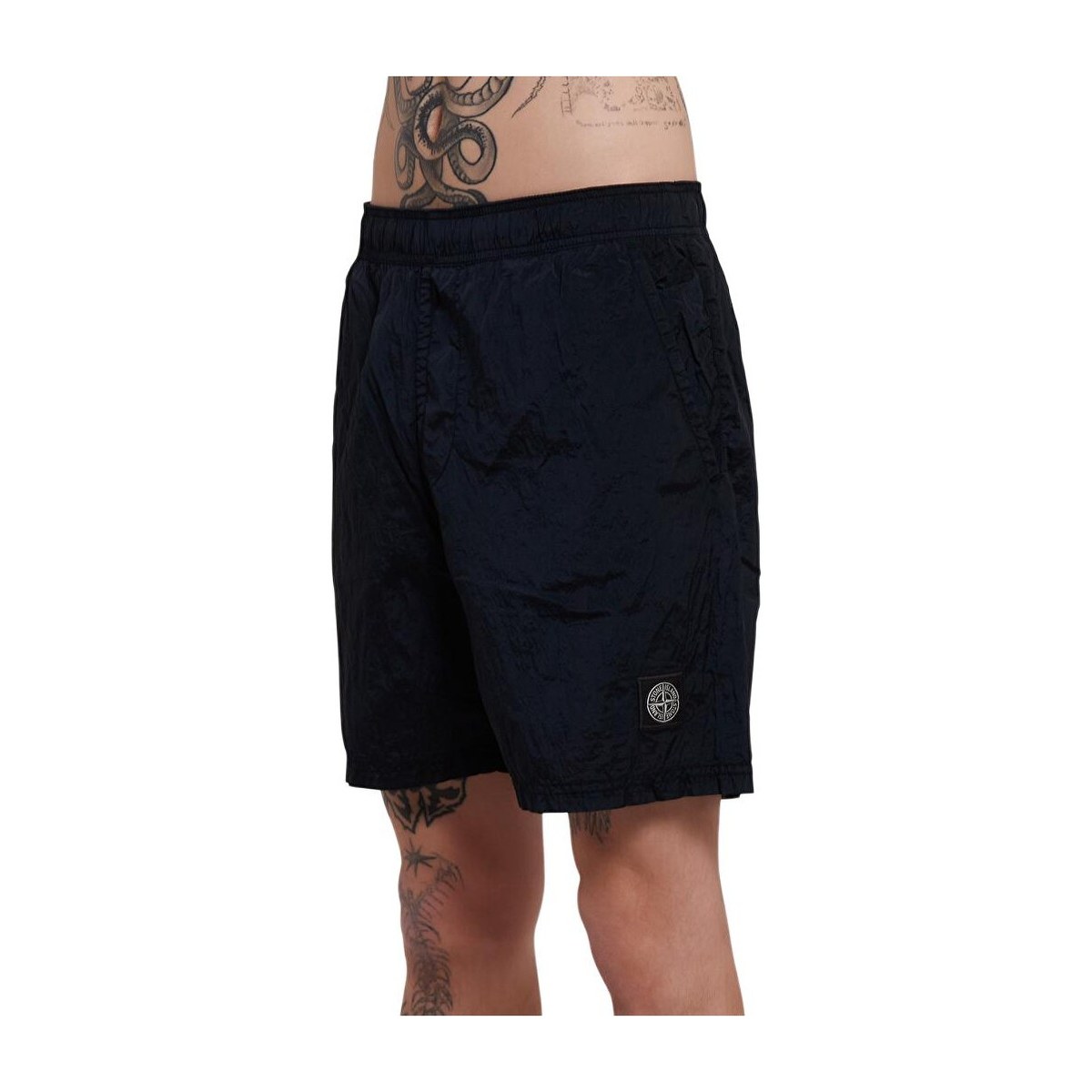 Stone Island Metal Nylon Logo Shorts Navy Blue