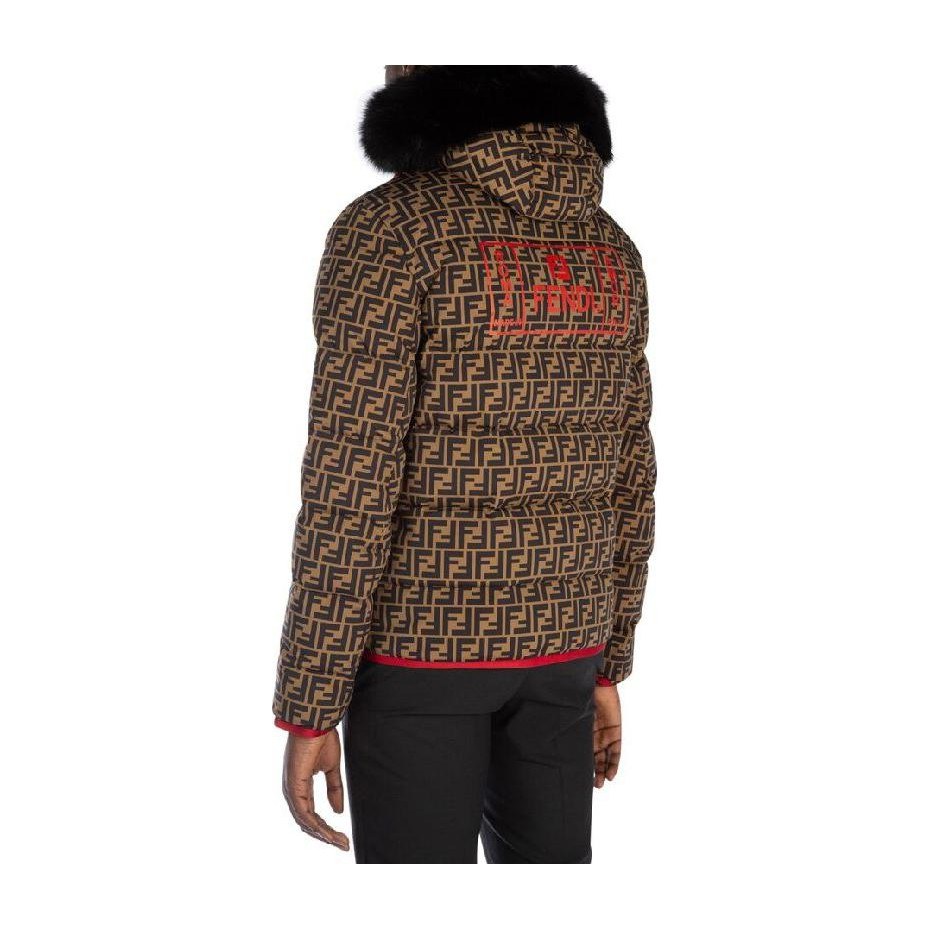 Fendi SS23 Printed Down Hoodie Jacket Brown