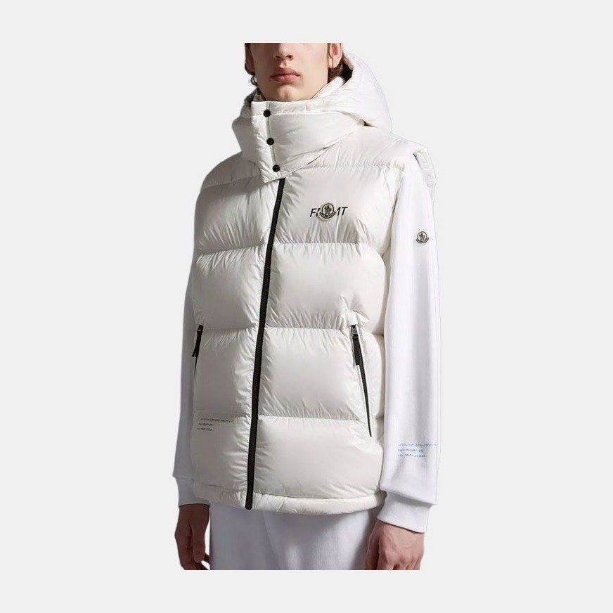 Moncler x FRGMT Logo Hooded Down Vest White