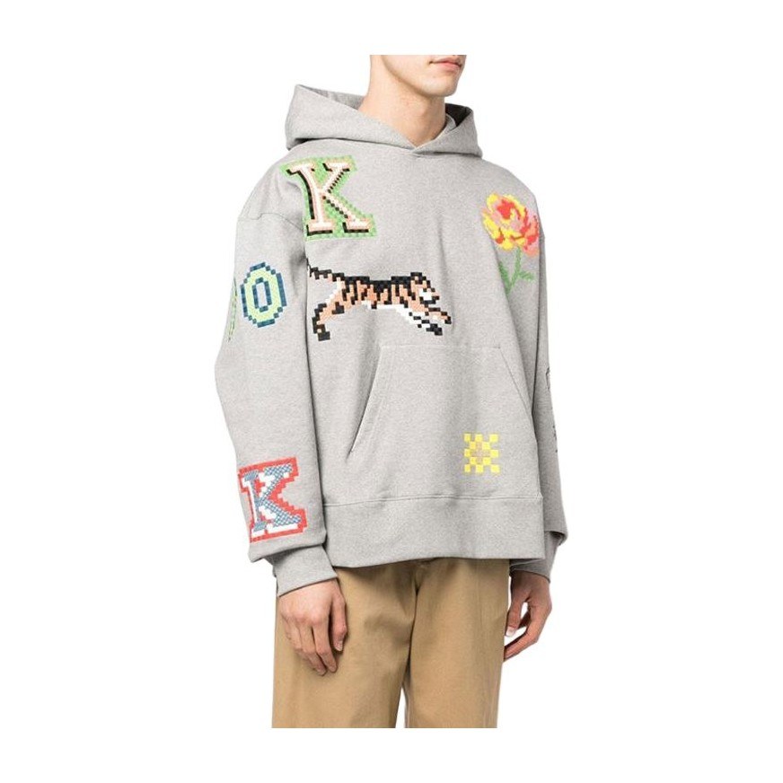 KENZO x Nigo Pixel Tiger Hoodie Pearl Grey