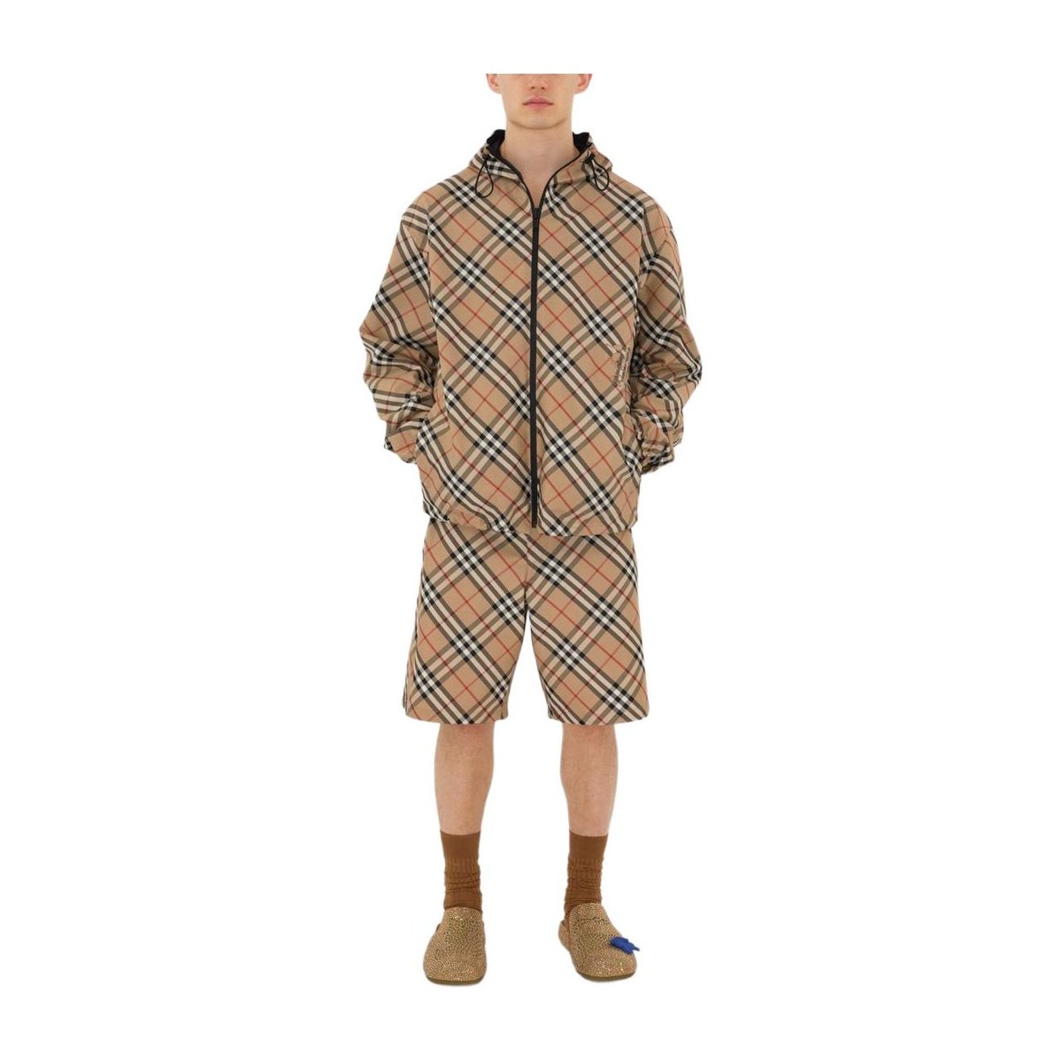 Burberry Equestrian Logo Check Hooded Jacket