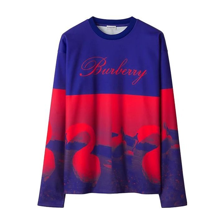 Burberry Logo Embroidered Swan Print Sweatshirt