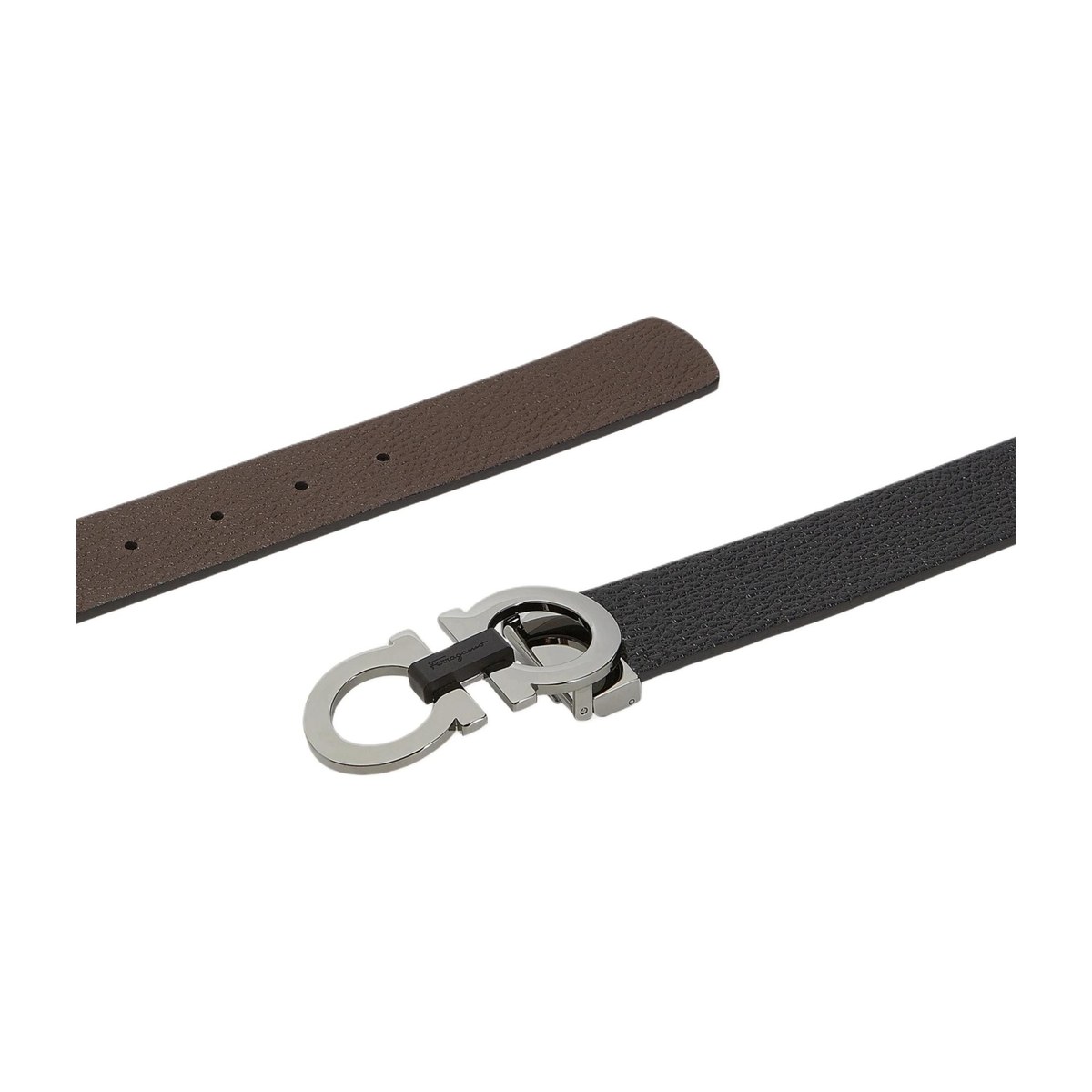 Ferragamo Reversible Smooth Buckle Belt Black Walnut 3.5cm