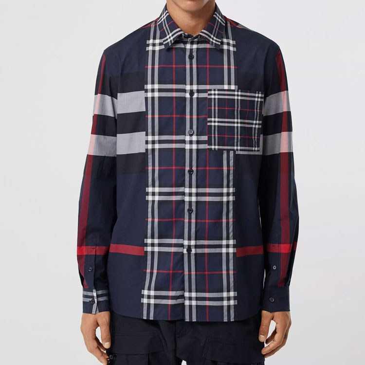 Burberry Patchwork Check Shirt Navy