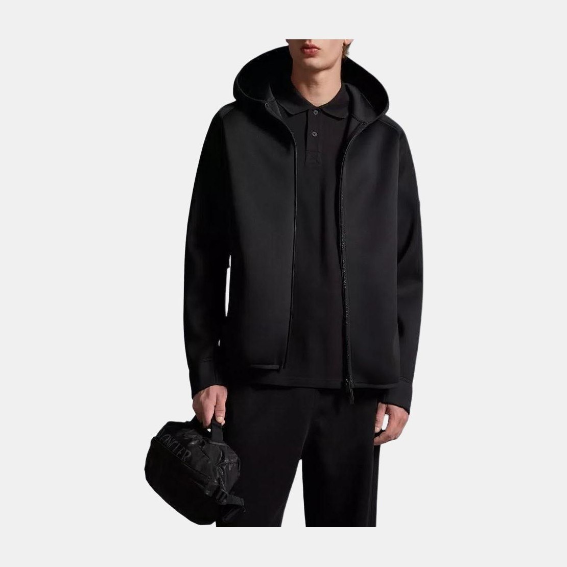 Moncler Neoprene Zip-Up Hoodie