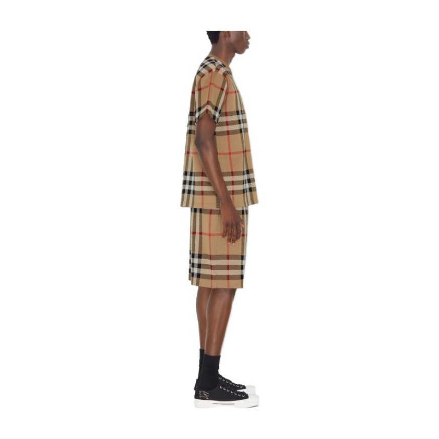 Burberry SS23 Check Elastic Waist Shorts Khaki