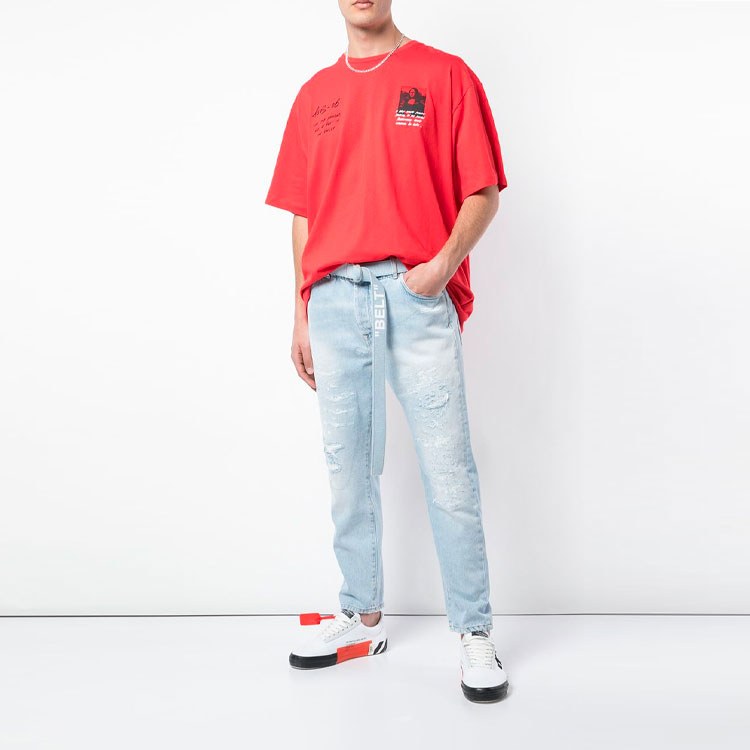 OFF-WHITE Mona Lisa SS19 Red Tee