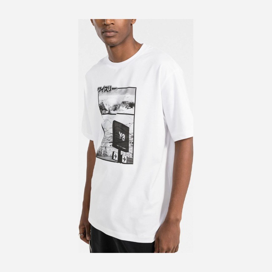 Y-3 Logo Print Crewneck T-Shirt White