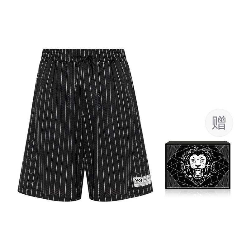 Y-3 Logo Patch Striped Perforated Shorts