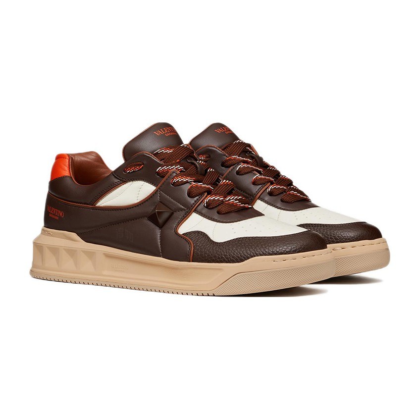 Valentino One Stud Brown White