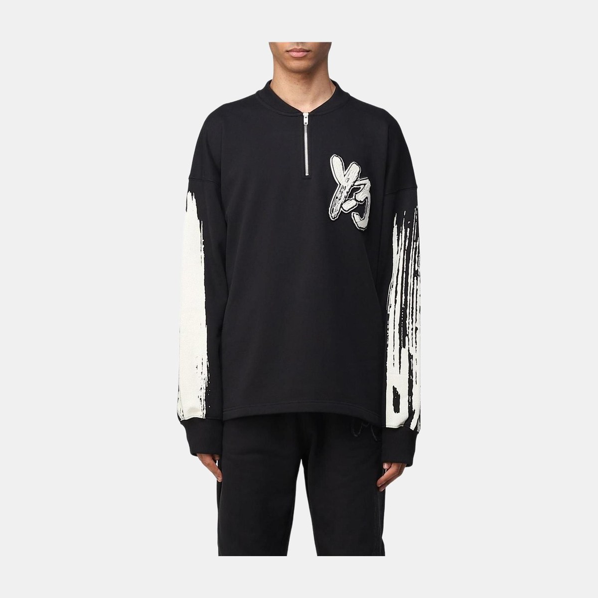 Y-3 Logo Half-Zip Sweatshirt Black
