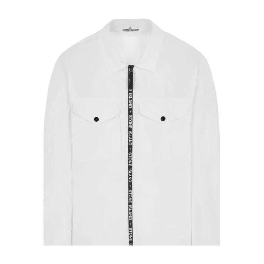 Stone Island SS22 White Logo Zip Shirt