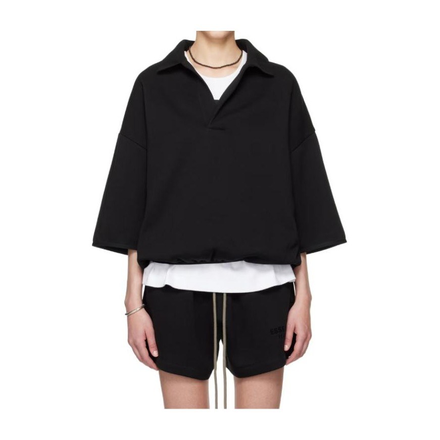 Fear of God Essentials 3/4 Sleeve Polo Black