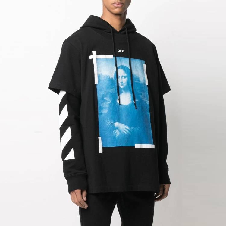 OFF-WHITE SS21 Mona Lisa Print Hoodie Black