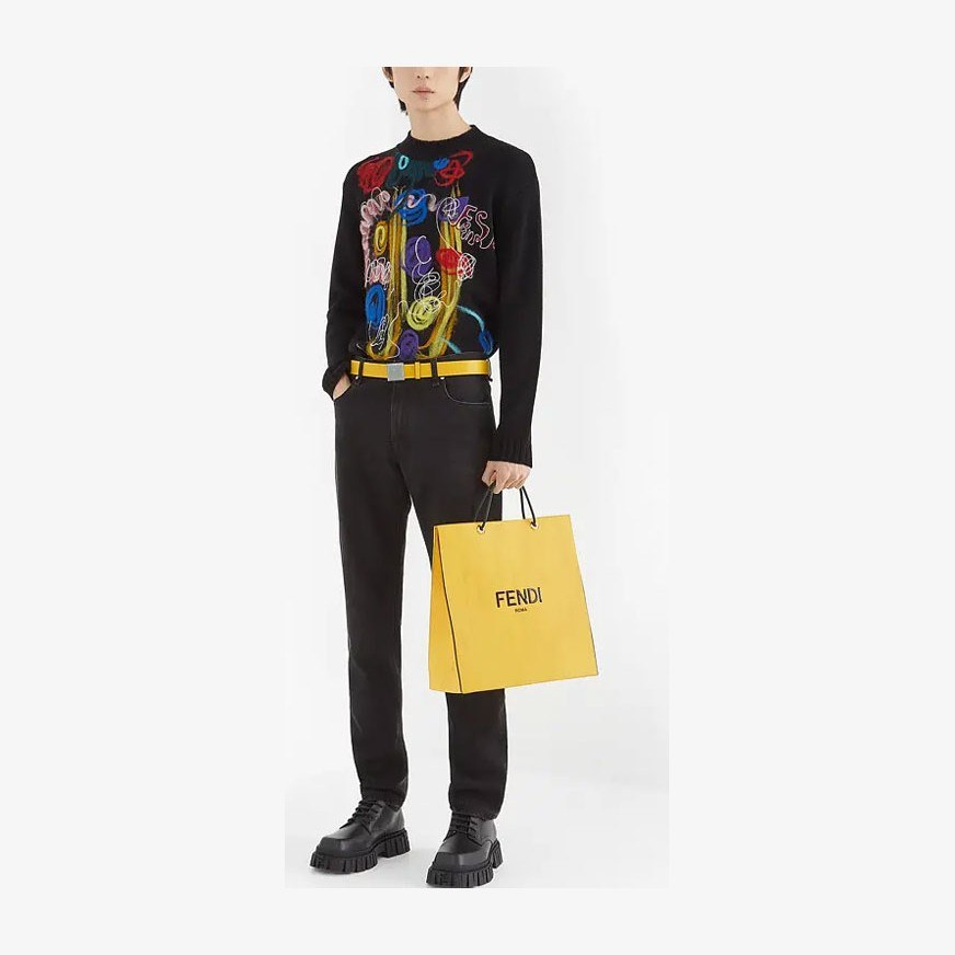 Fendi Logo Straight Jeans Black