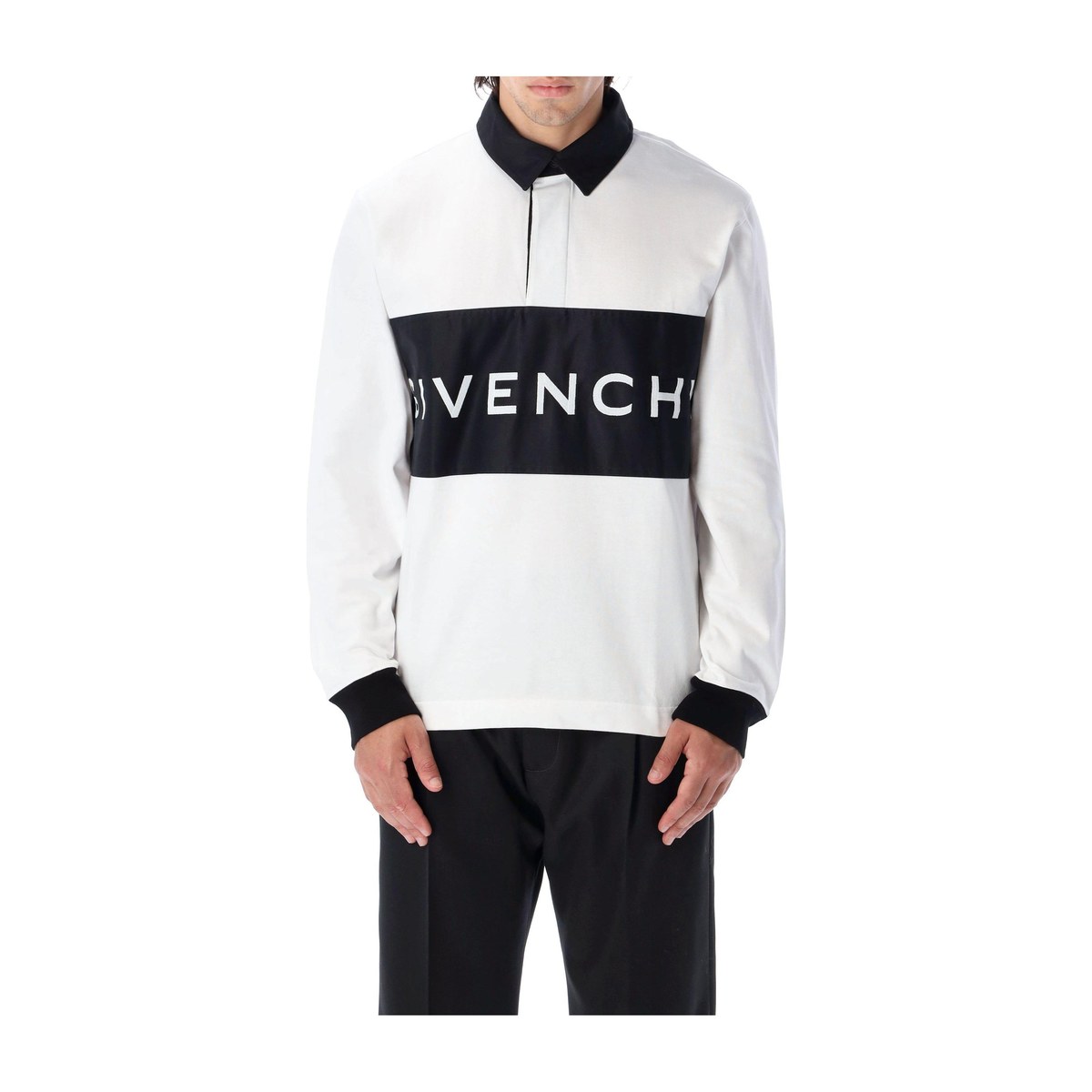 Givenchy Letter Print Polo Shirt White