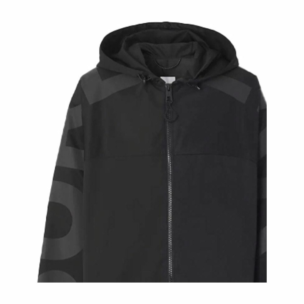 Burberry Letter Print Hoodie Jacket Black