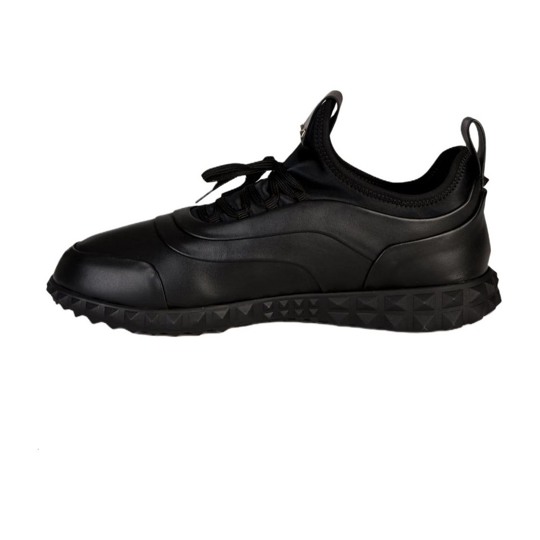 Valentino Round Toe Lace-Up Low Sneakers Black