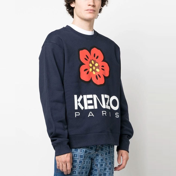 KENZO Floral Logo Crewneck Sweatshirt Blue