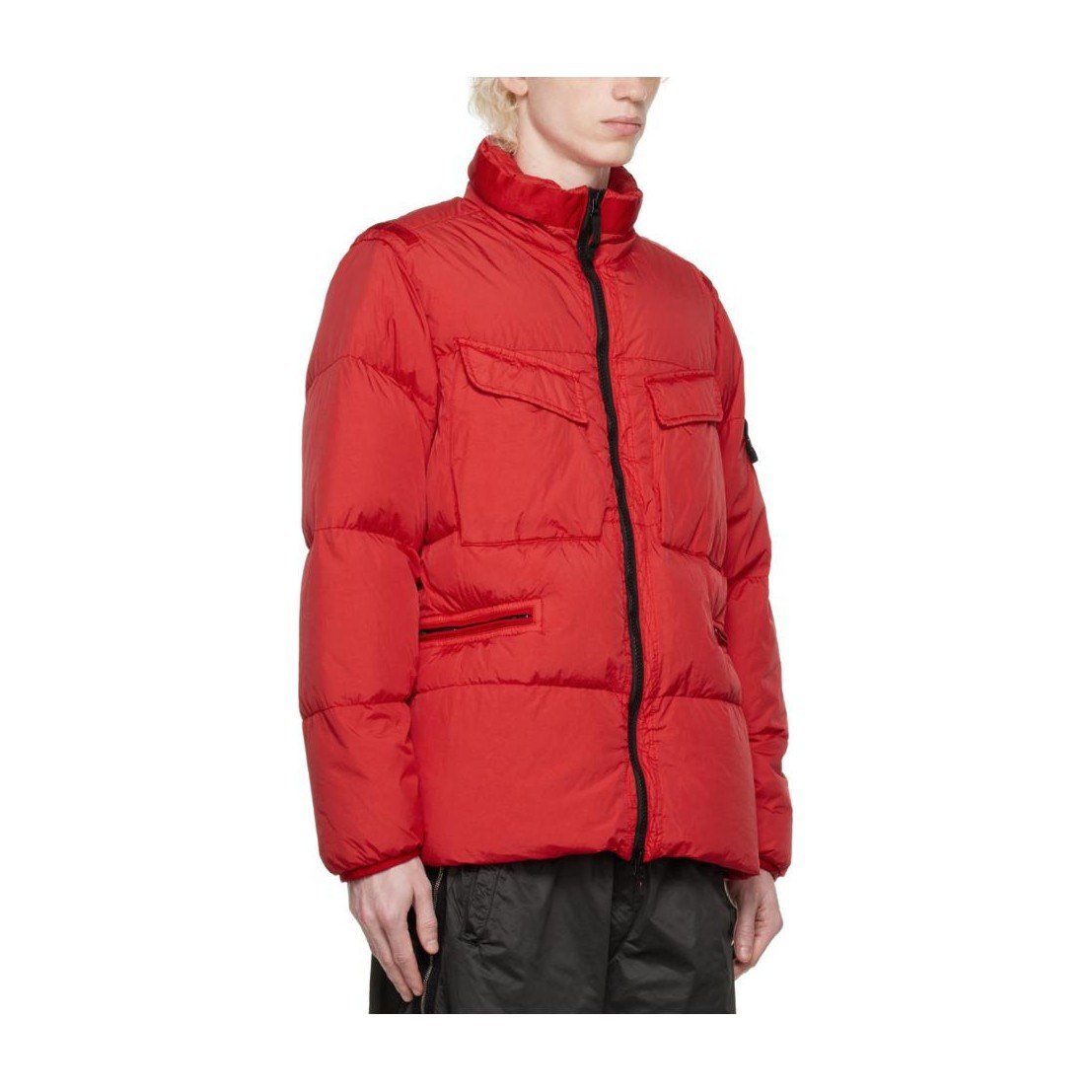 Stone Island Logo Puffer Jacket Red