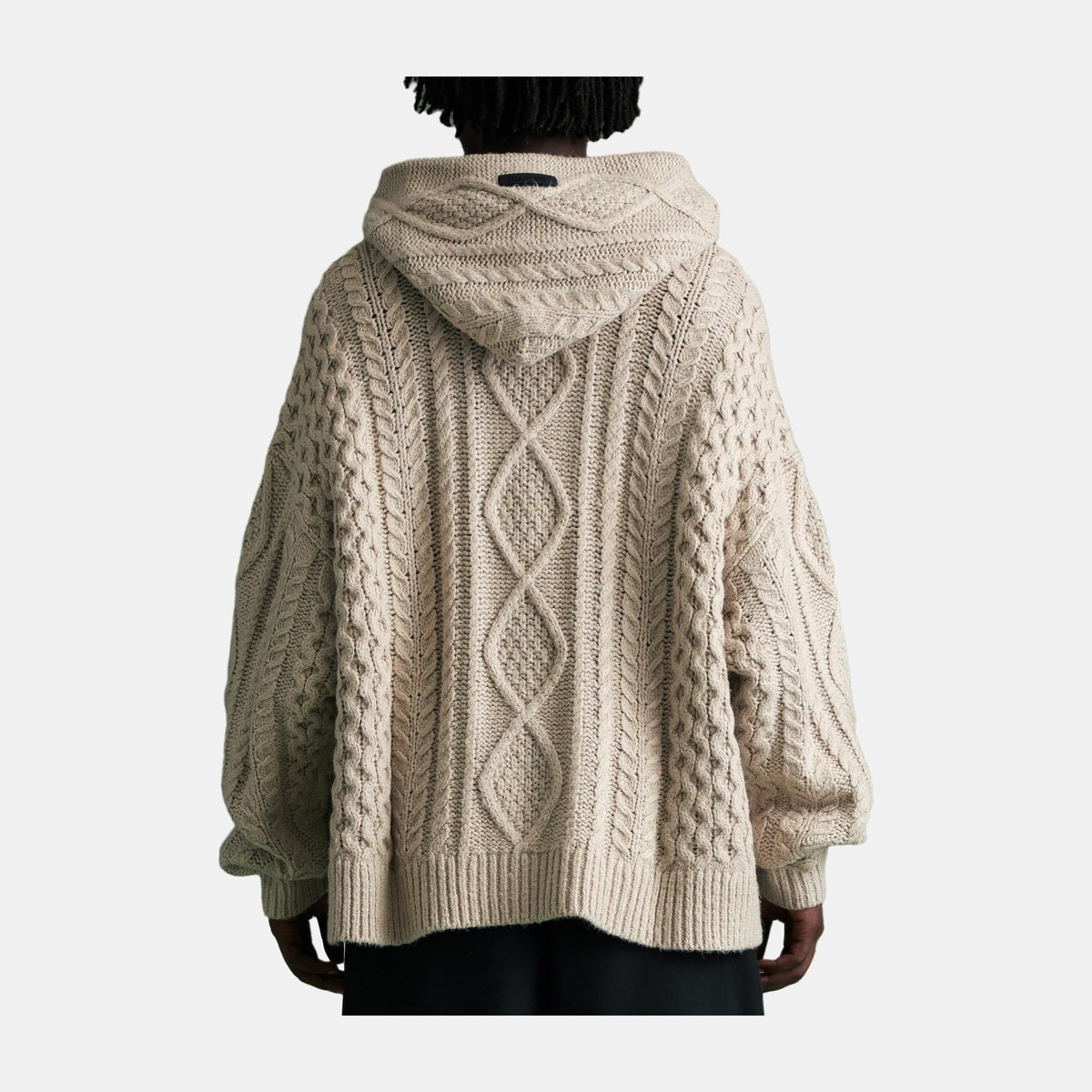 Fear of God Essentials Cable Knit Hoodie Silver Cloud