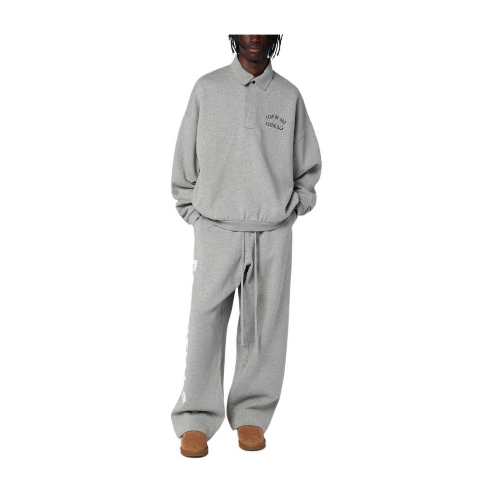 Fear of God Essentials Fall24 Fleece Polo Oatmeal Dark Heather