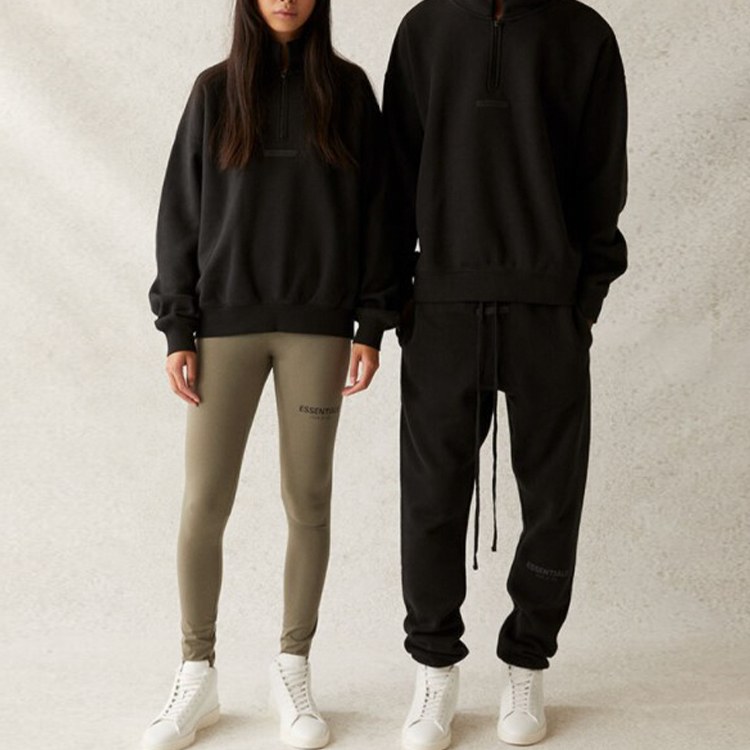 Fear of God Essentials SS21 Mockneck Half Zip Black Logo