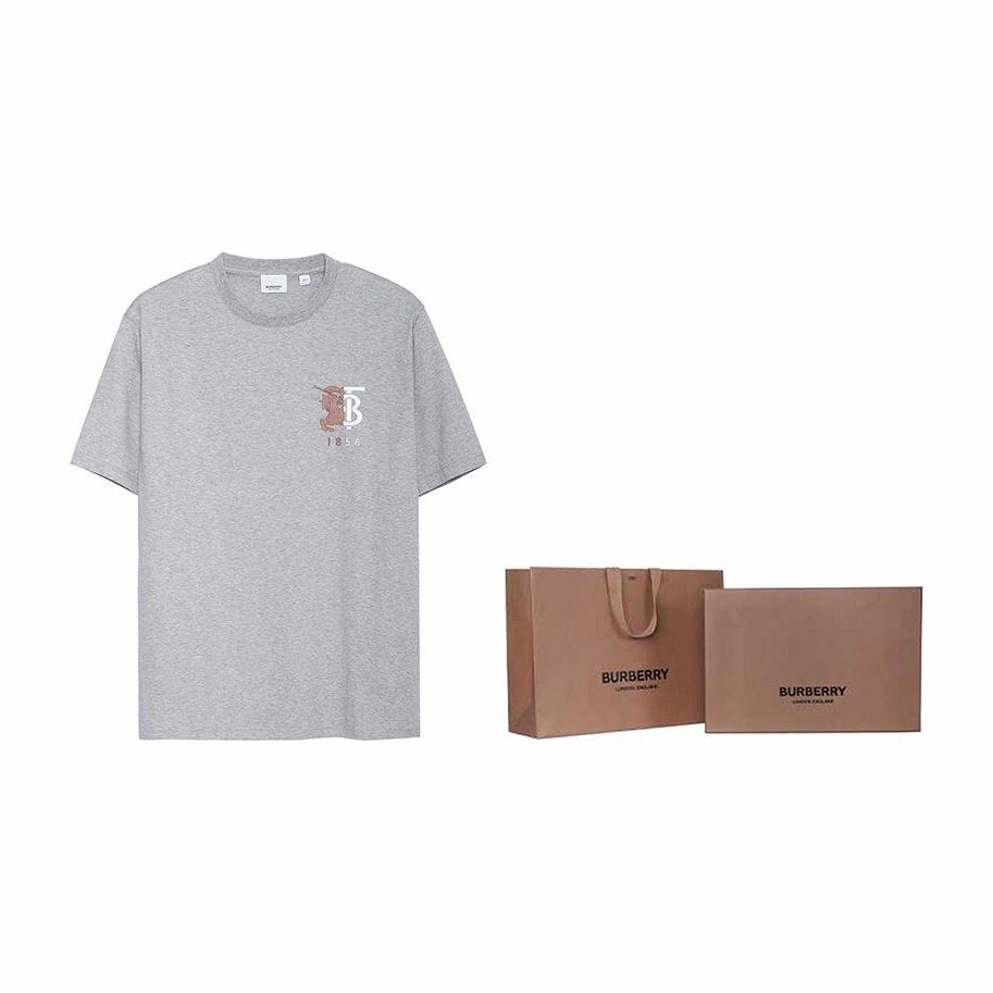 Burberry Equestrian Knight Logo Cotton T-Shirt Grey