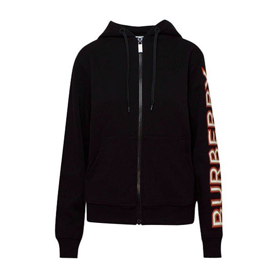 Burberry Logo Print Hoodie Jacket Black