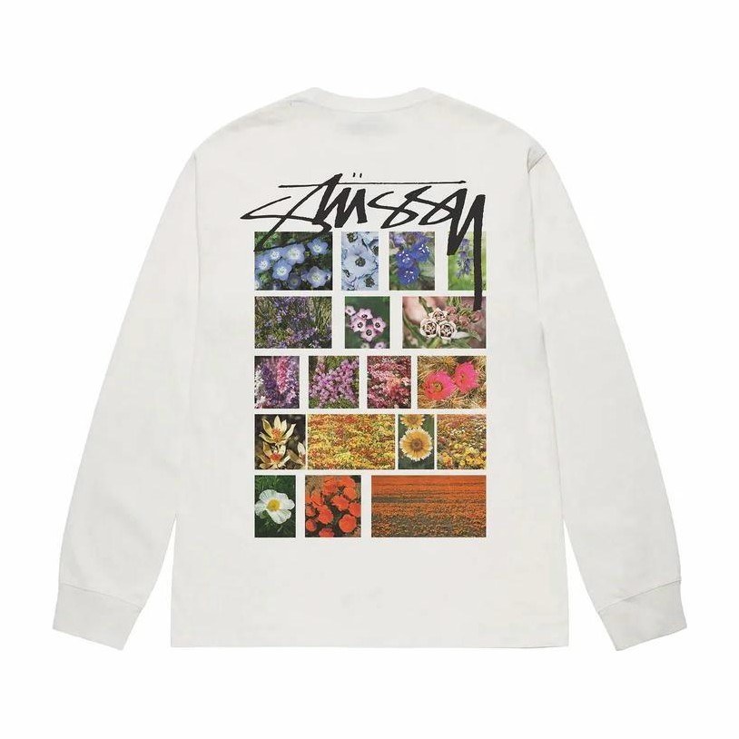 Stussy SS23 Floral Print Crewneck Long Sleeve Tee