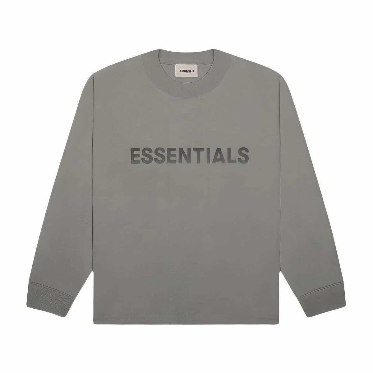 Fear of God Essentials 3D Silicon Applique Boxy Long Sleeve T-Shirt Cement