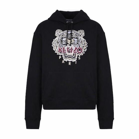 KENZO Tiger Embroidered Hoodie Black
