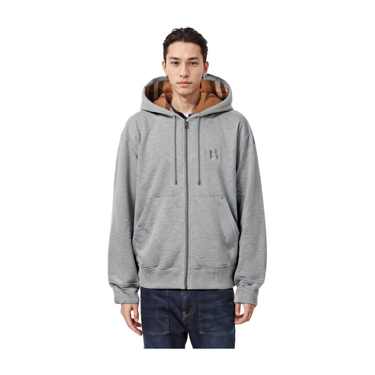 Burberry Logo Hoodie Light Grey