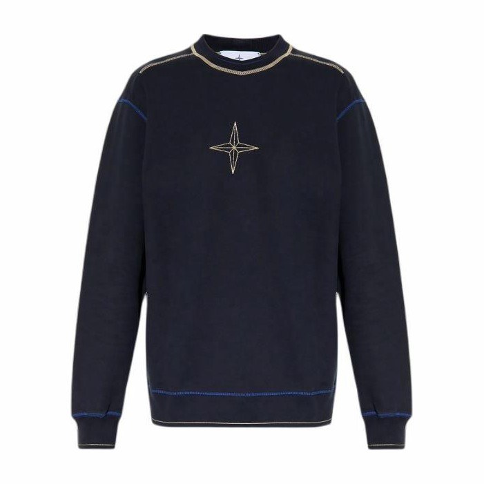 Stone Island Logo Crewneck Sweatshirt Blue