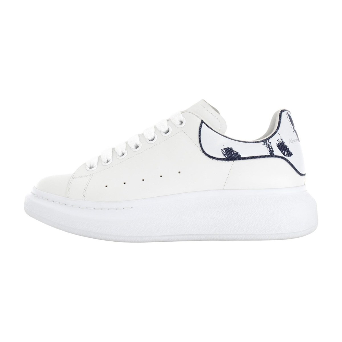 Alexander McQueen Round Toe Lace-Up Sneakers White