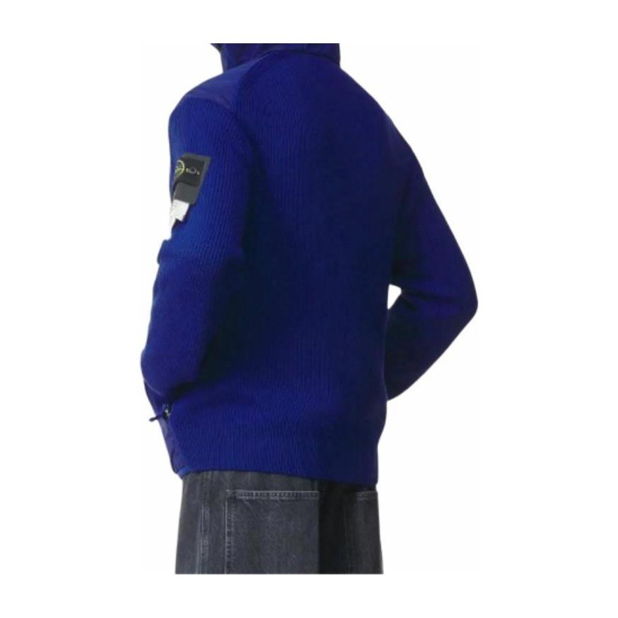 Stone Island Logo Patch Zip Hoodie Jacket Blue