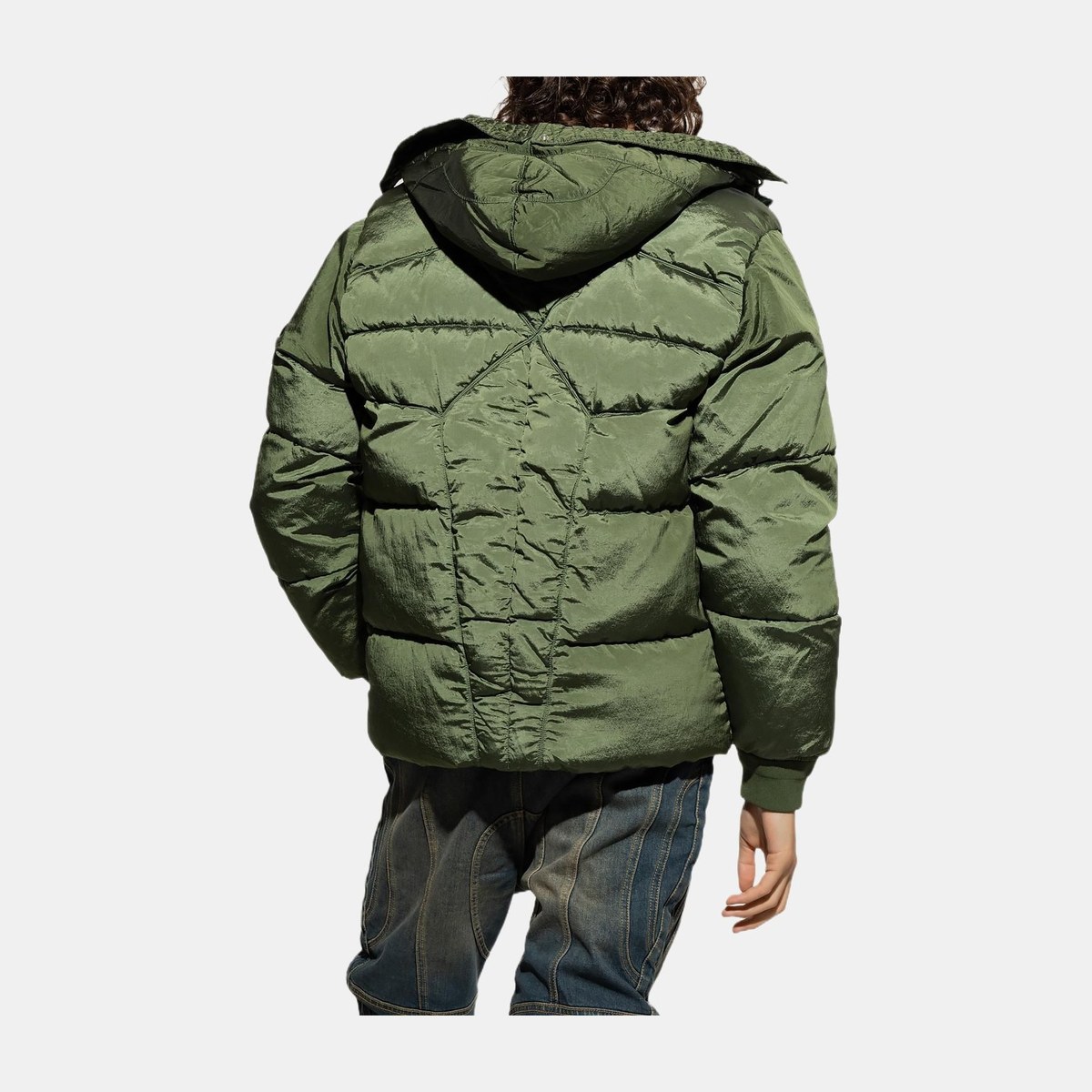 Stone Island FW22 Quilted Logo Down Jacket Olive