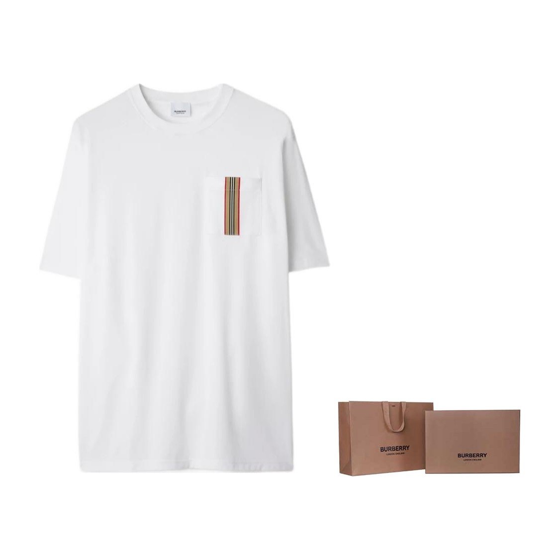 Burberry Striped Logo Crewneck T-Shirt White