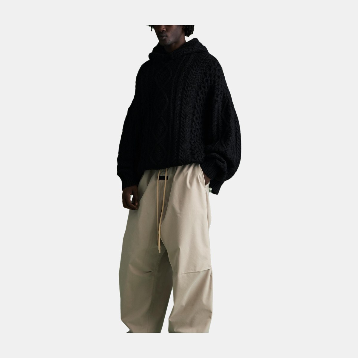Fear of God Essentials Cable Knit Hoodie Jet Black