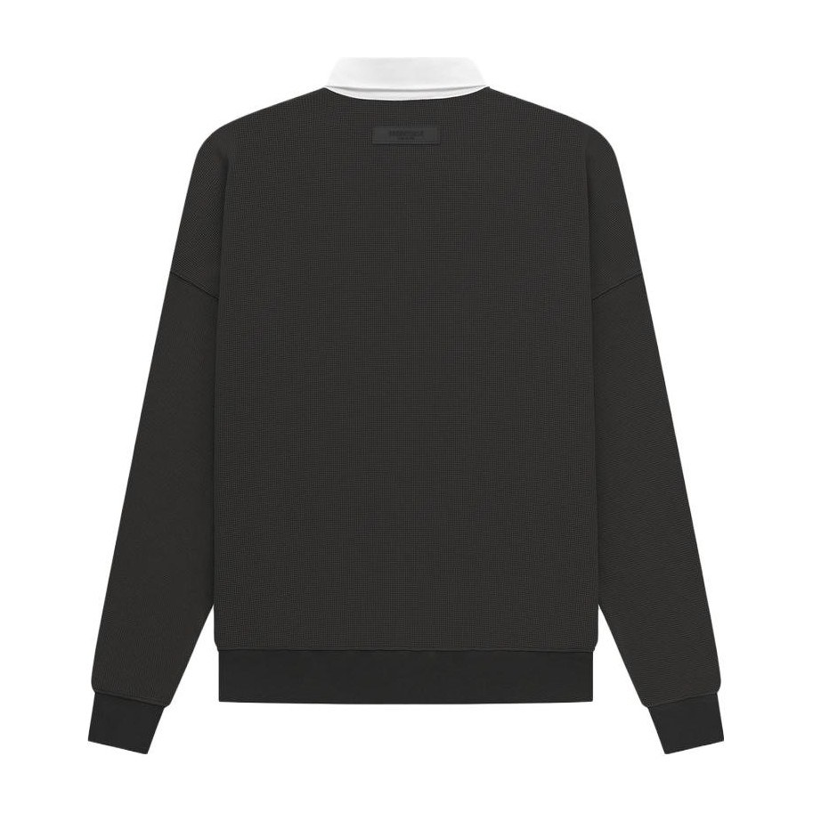 Fear of God Essentials SS23 Waffle Henley Rugby Off Black