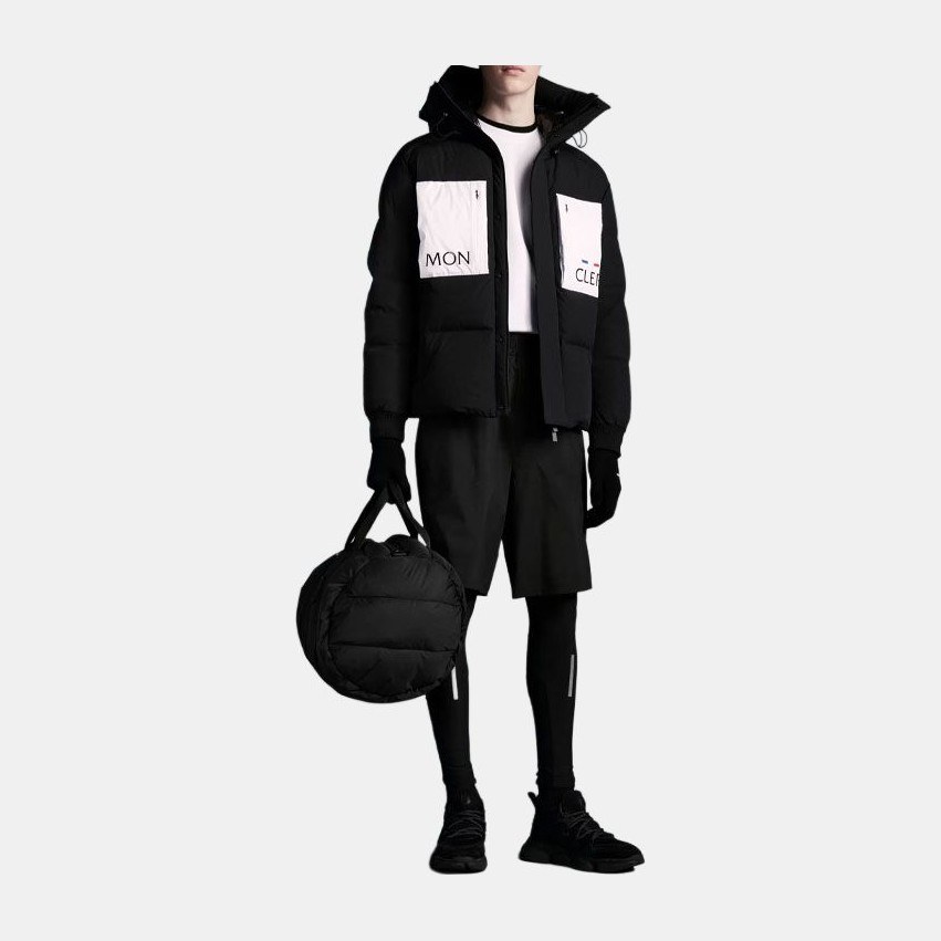 Moncler FW21 Logo Block Hoodie Down Jacket Black