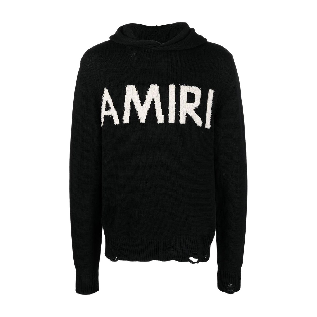 AMIRI FW22 Logo Embroidered Wool Hoodie Black