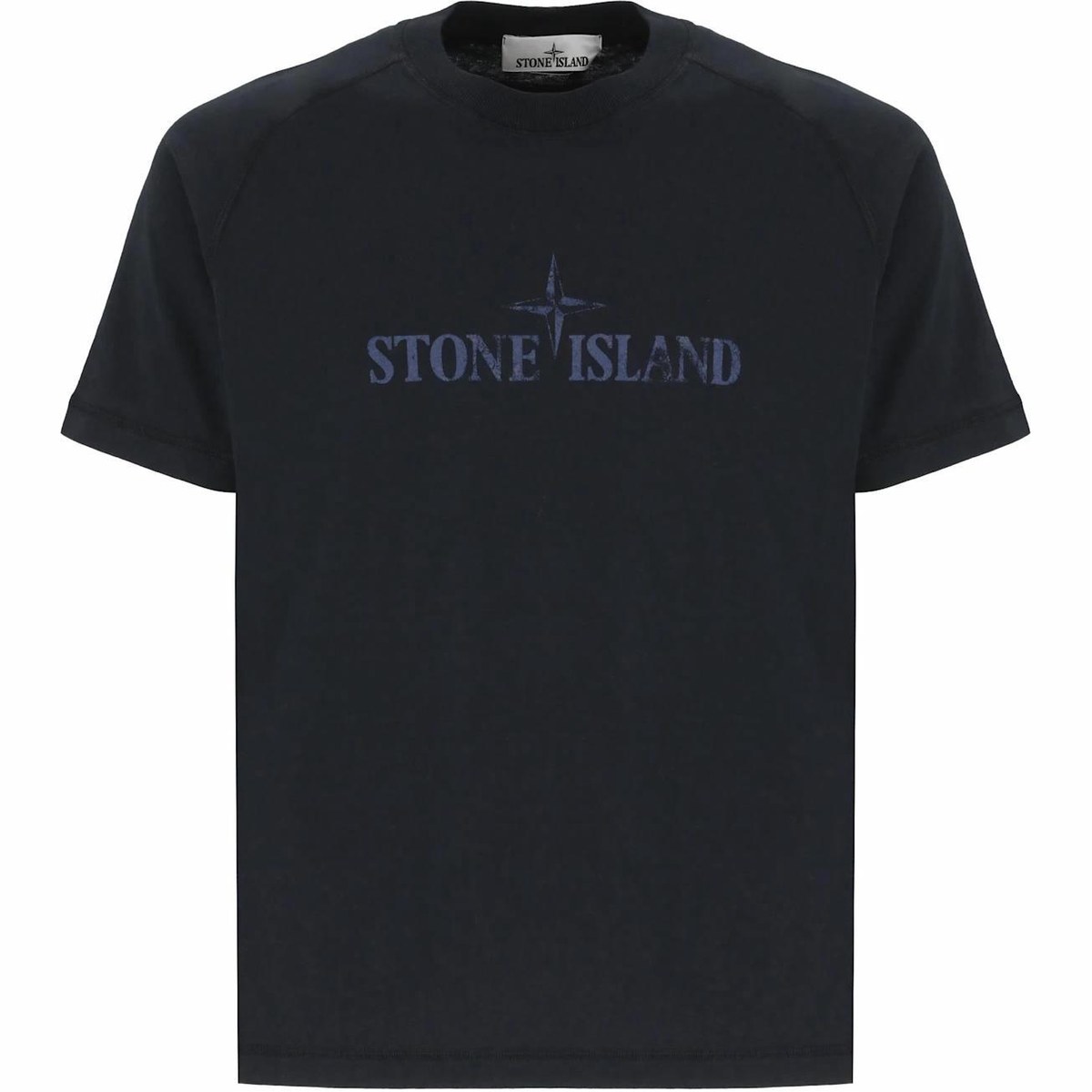 Stone Island SS25 Letter Print Crew Neck T-Shirt Navy